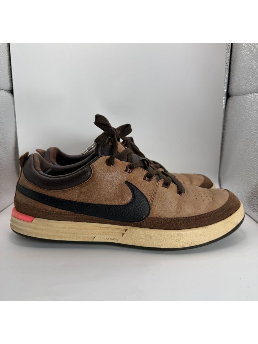 Nike Lunar Waverly Spikeless Golf Shoes Brown Leather Mens US 11.5